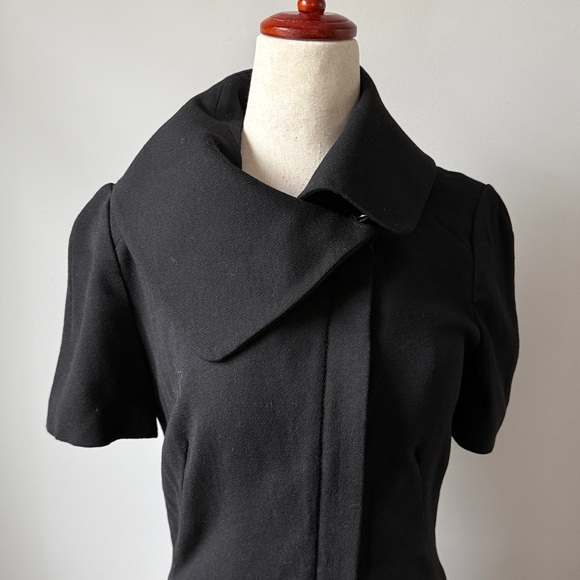 Gianfranco Ferré Vintage Black Dress Wide Structured Collar Wool Blend Tailored - Picture 4 of 9